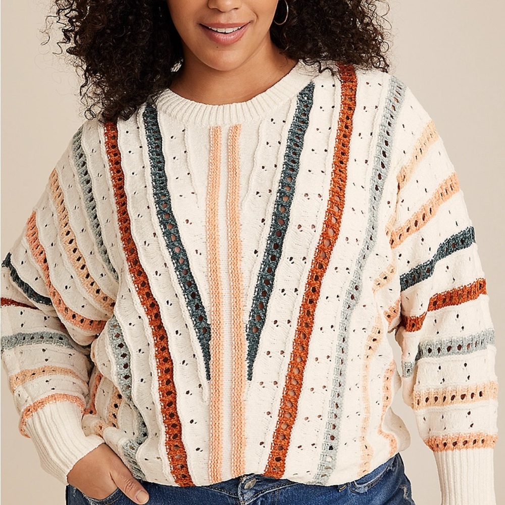 Maurices Multicolor Striped Sweater 1X